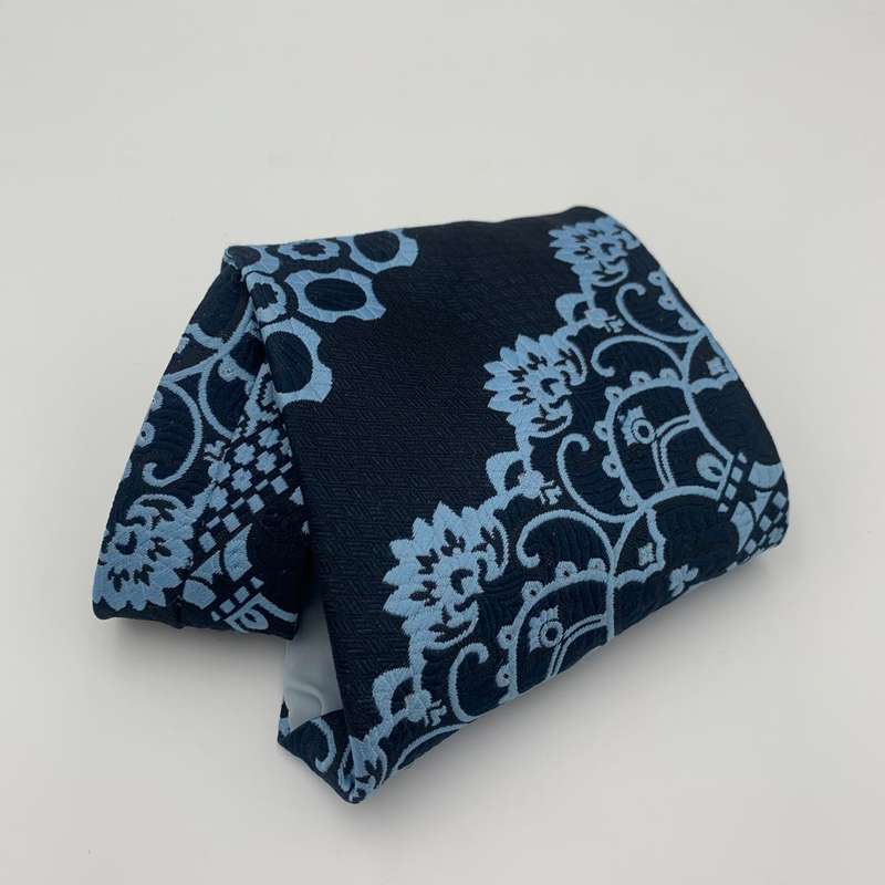 Navy Tie with Light Blue Patterns