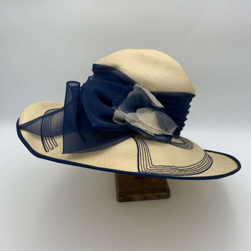 Cream Hat with Navy