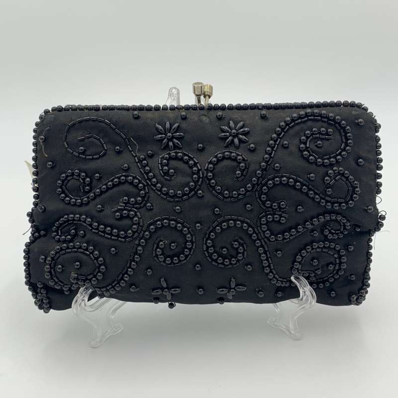Vintage Black Beaded Clutch Bag