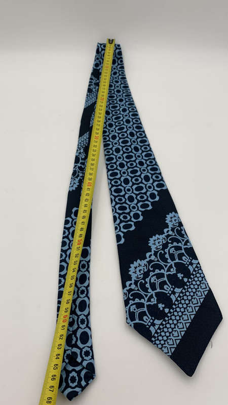 Navy Tie with Light Blue Patterns
