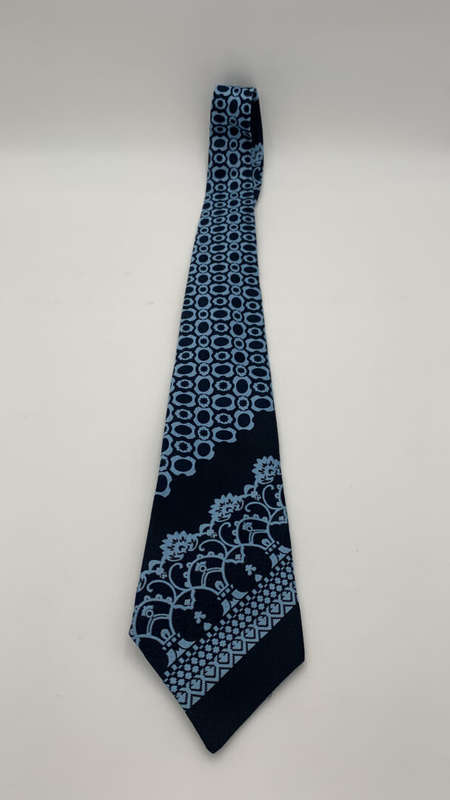 Navy Tie with Light Blue Patterns