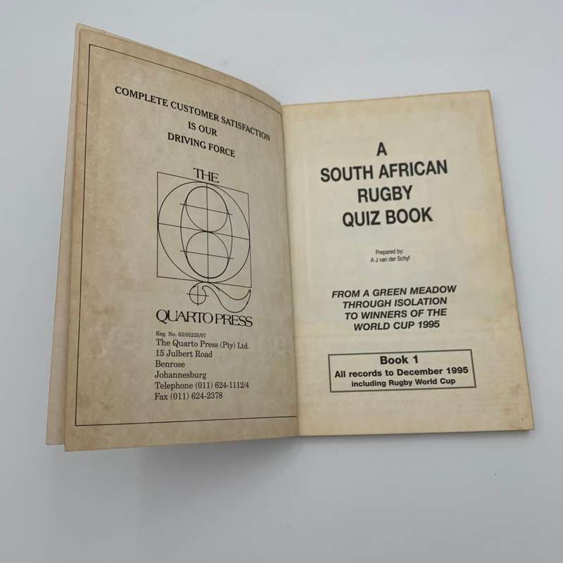 SA Rugby Quiz Book by A.J Covered