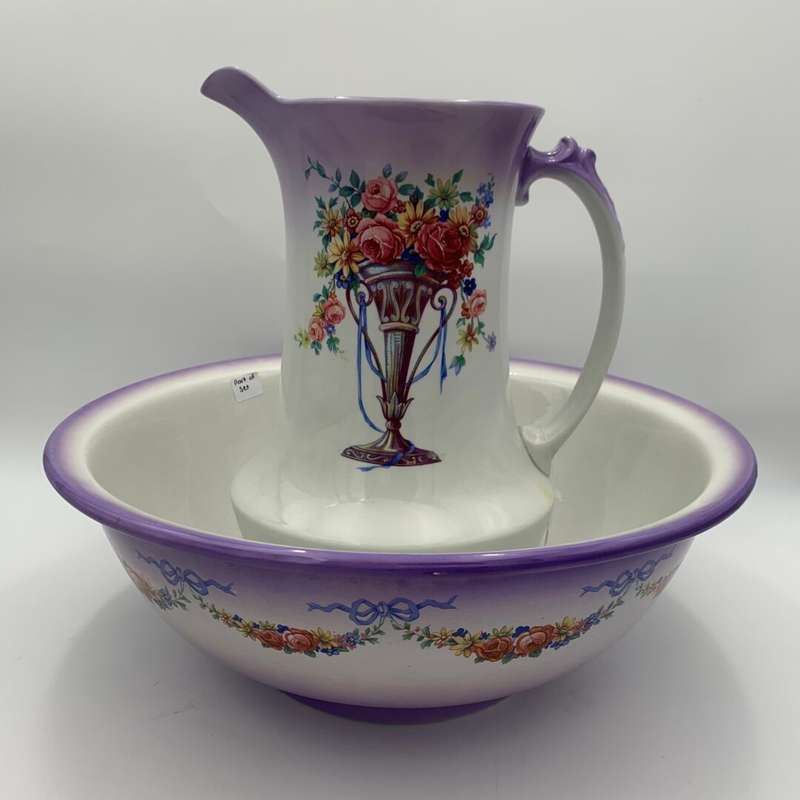 N.H.P Purple Wash Basin and Pitcher