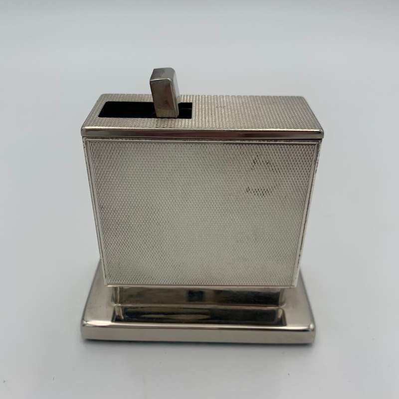 Silver Plated Table Lighter with Buildings Engraver on the Side