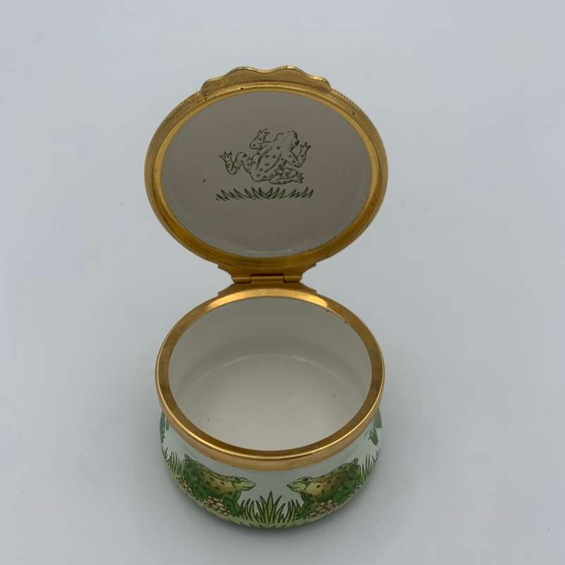 Halcyon Days Enamel "Frog" Trinket Box