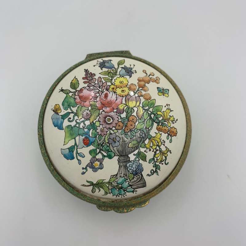 Halcyon Days Enamel Turquoise Flower Trinket Box