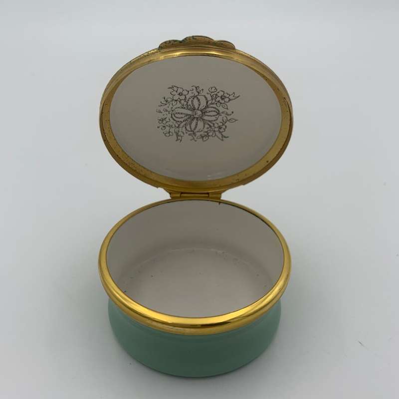 Halcyon Days Enamel Turquoise Flower Trinket Box