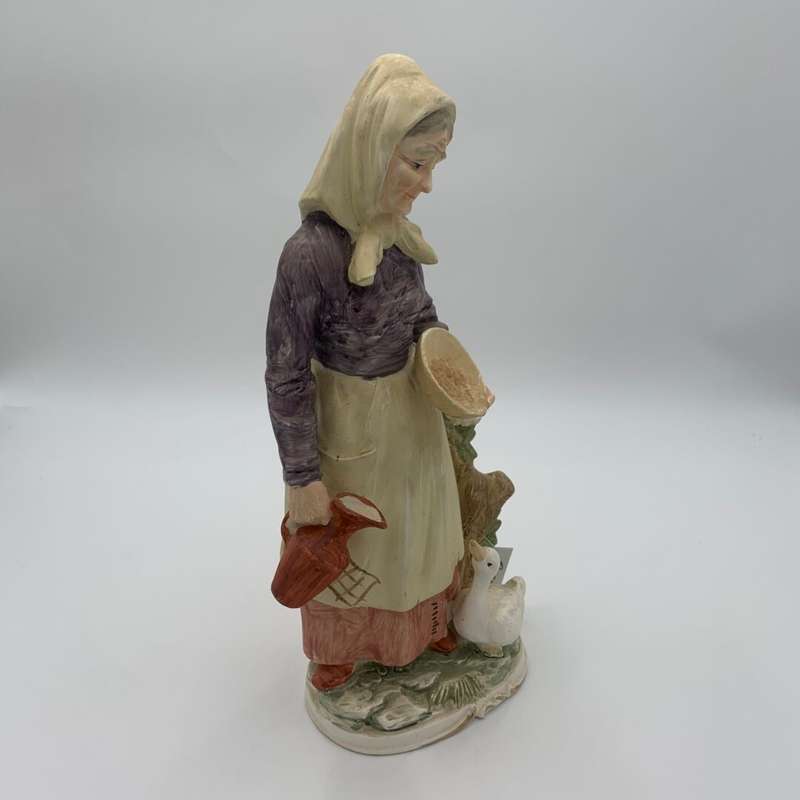 Hand Painted Figurine Lady and a Duck