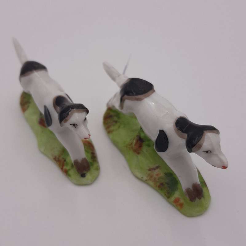 Set of Two Black and White Dog Figurines