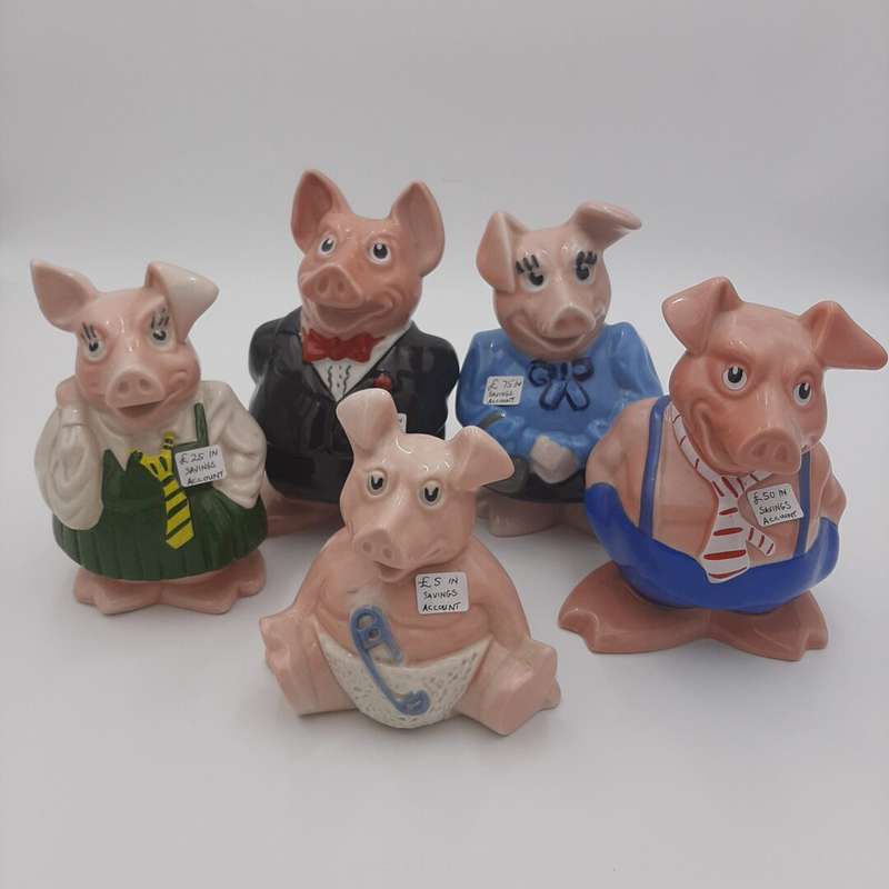 Set of 5 "Wade England" Piggy Banks