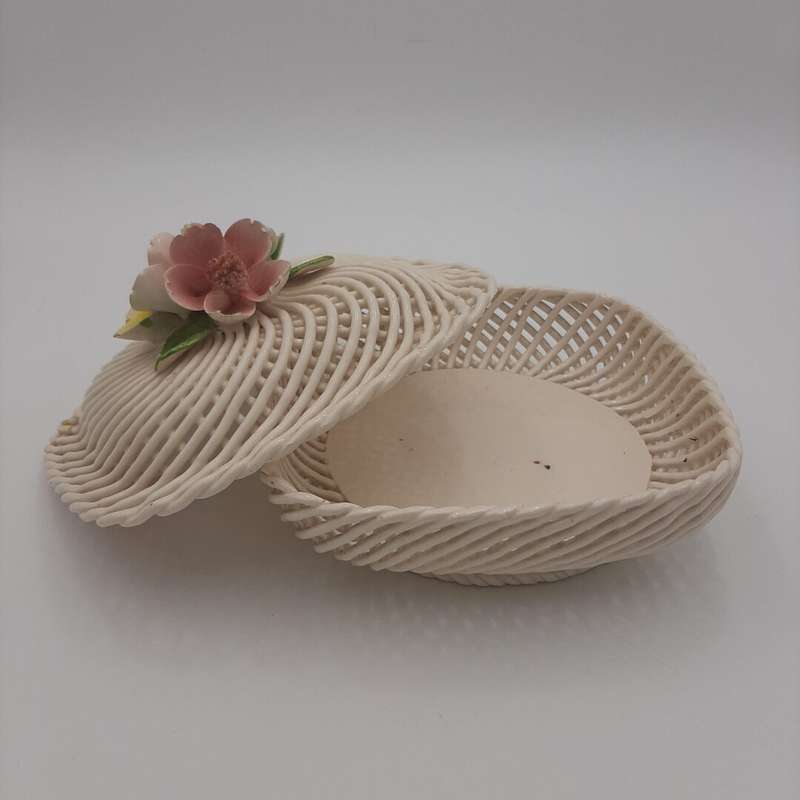 Beige Bowl Made in Spain with Flower Handle
