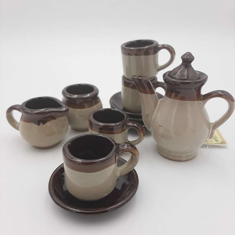 12 Piece Childrens Brown Tea Set