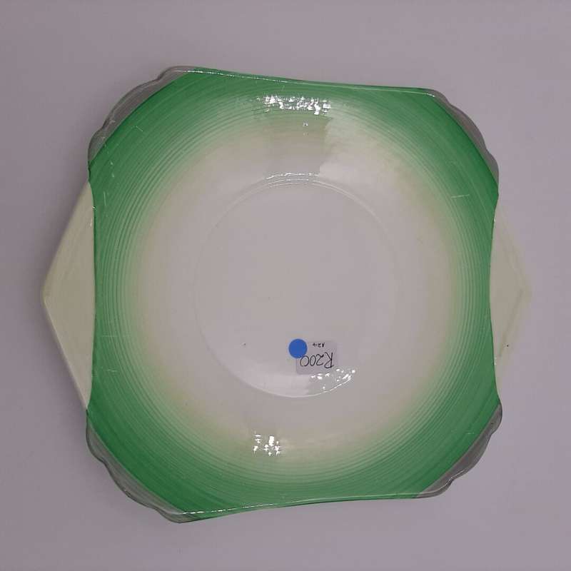 "Shelley" Green and White Cake Plate