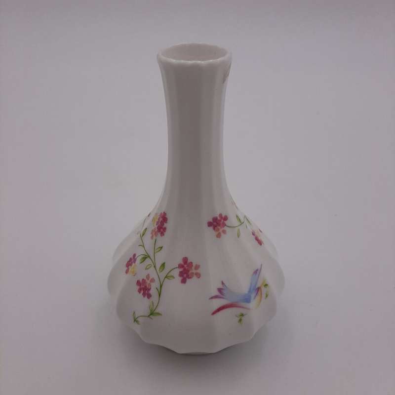 "Spode" Small Vase with Pink Flowers