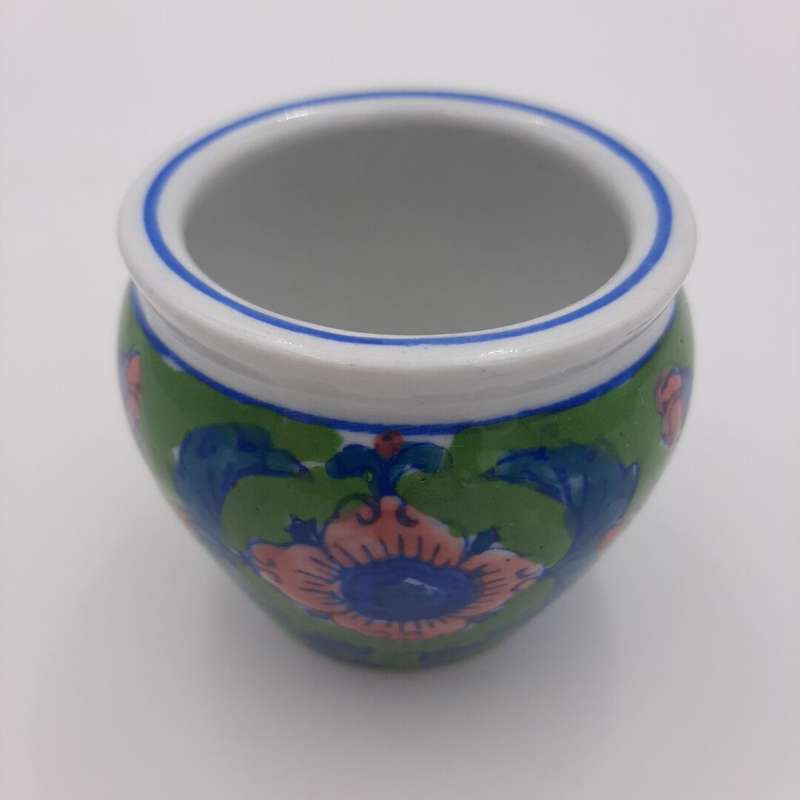 Small Green Vase With Flowers