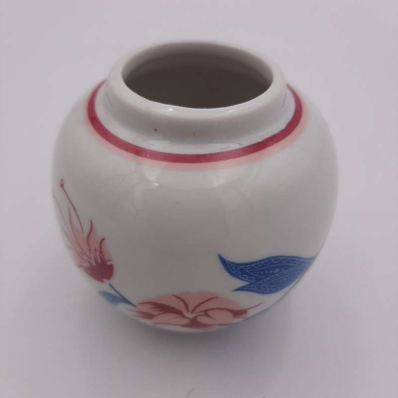Small Pot/Vase with Pink and Blue Flowers
