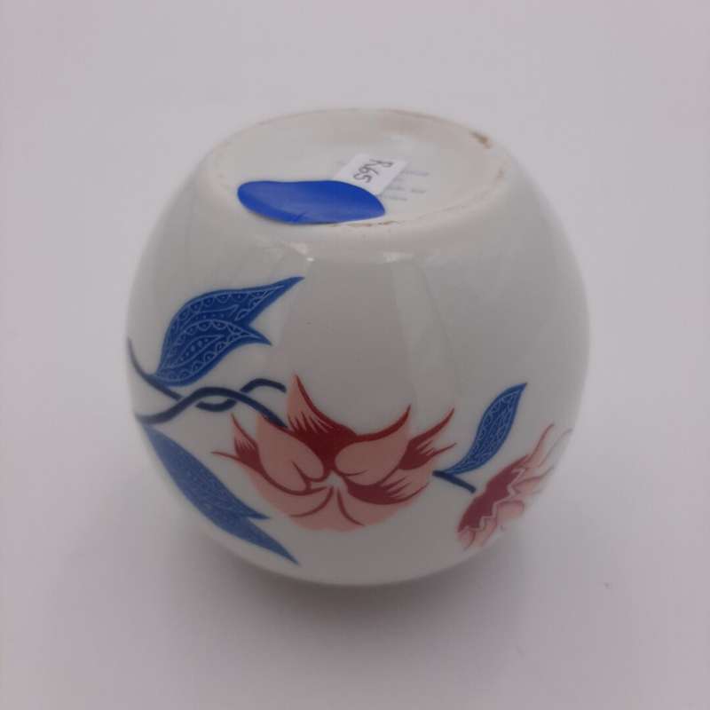 Small Pot/Vase with Pink and Blue Flowers