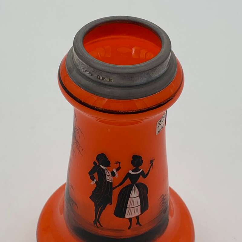 Bright Orange Vase with Man and Woman