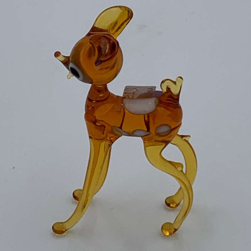 Miniature Orange Glass Deer with White spots