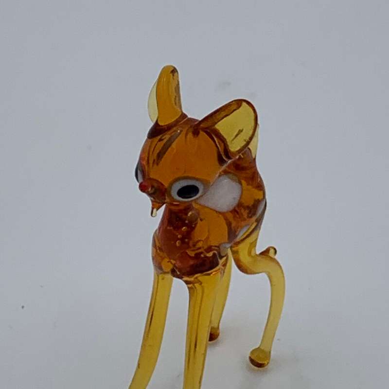 Miniature Orange Glass Deer with White spots