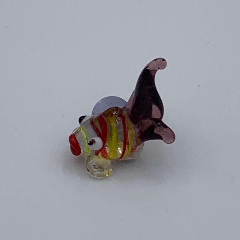 Miniature Clear Glass Fish with Purple Fins