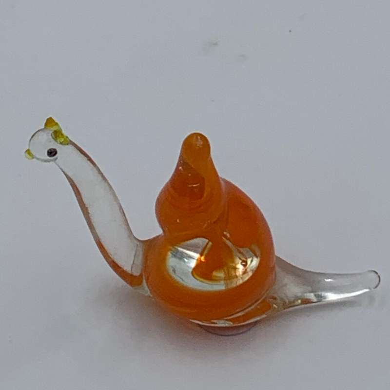 Miniature Clear Glass Snail with Orange Shell
