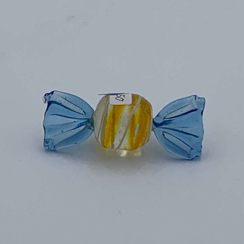 Miniature Clear Glass Sweet with Blue Wrapper