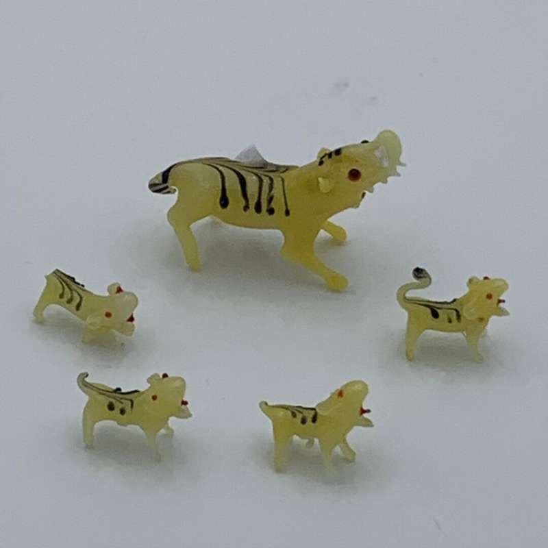 Set of 5 Miniature Yellow Glass Warthogs