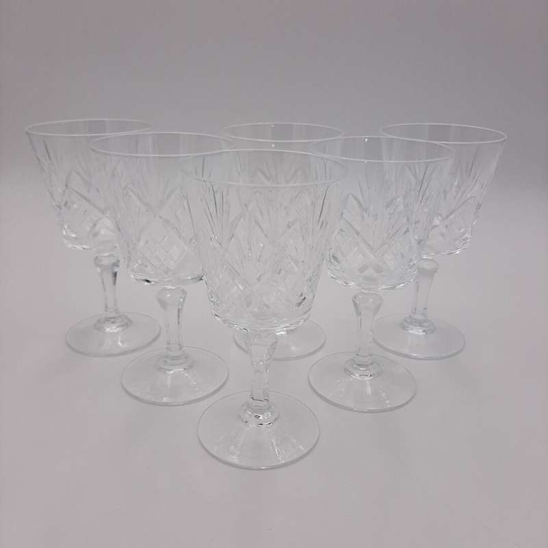 6 White Wine Crystal Glasses