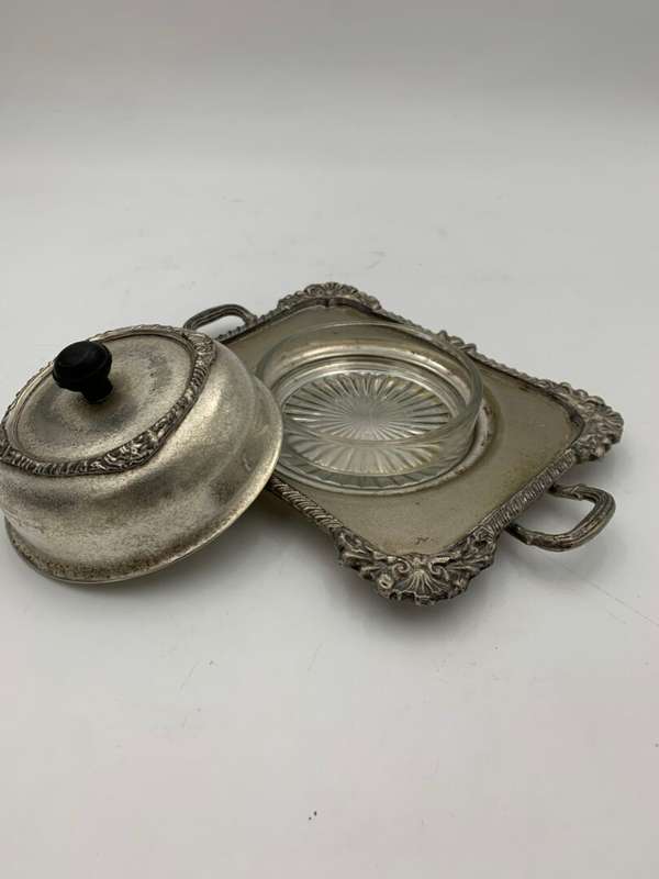 EPNS Butter Dish and Tray