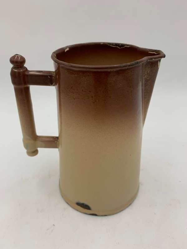 Enamel Jug Brown and Beige