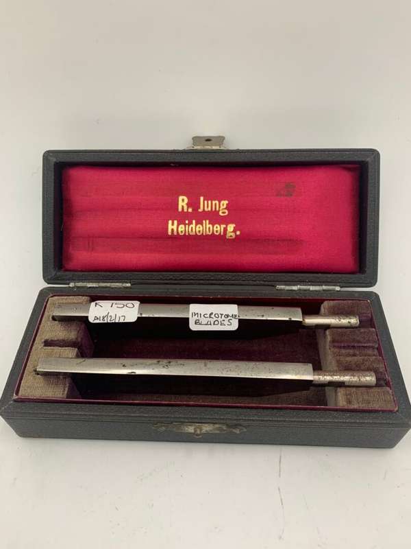 Antique R. Jung Microtome Blades x 2 in Box