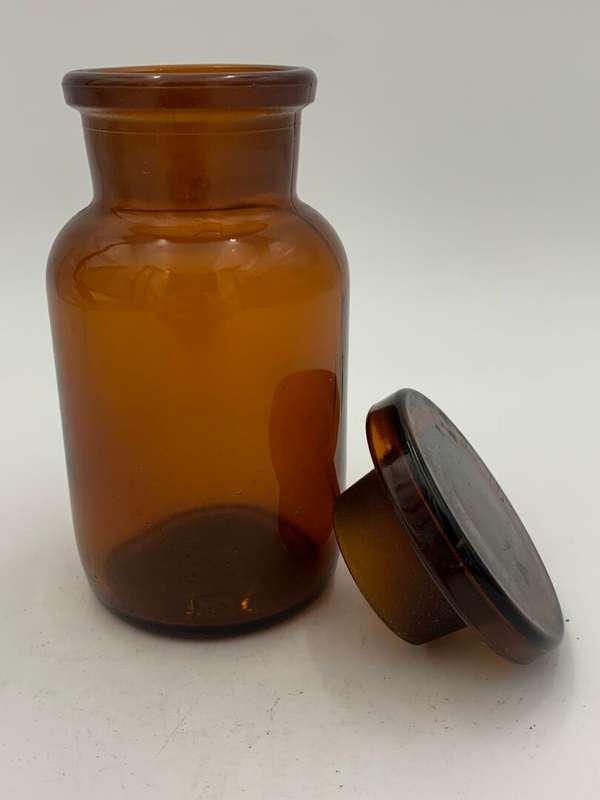 Vintage Japanese Amber Glass Medicine Bottle