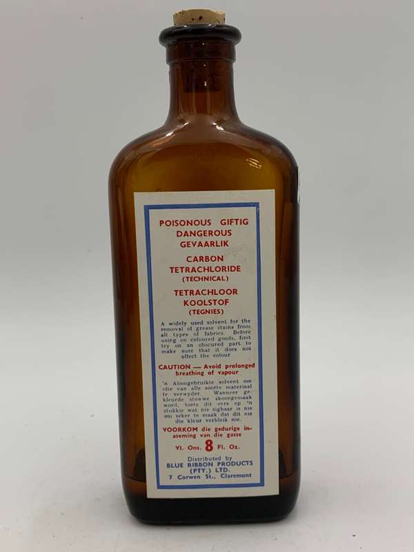 Vintage Poison Amber Glass Medical Bottle With Carbon Label