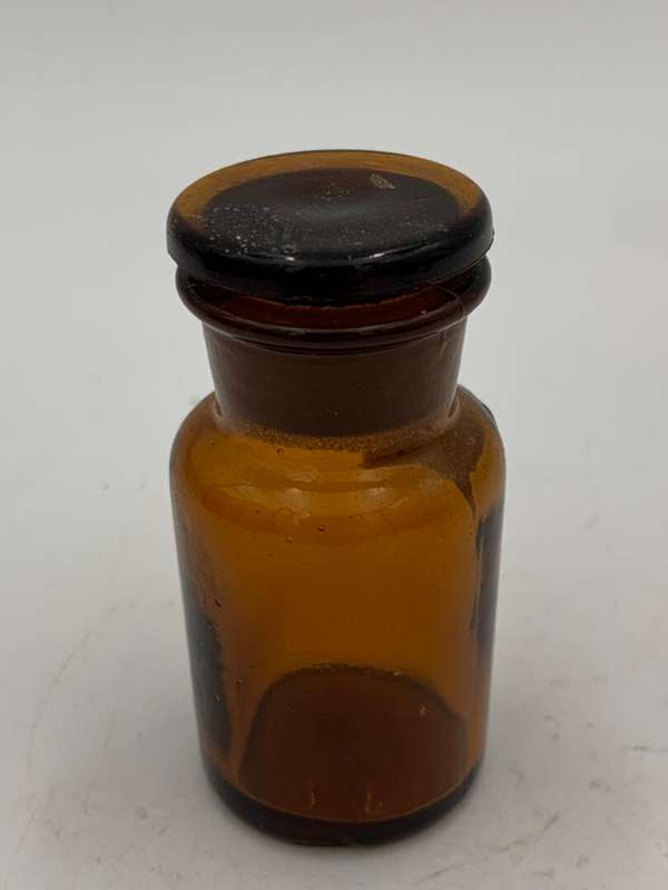 Antique Amber Glass Medical Bottle - Small