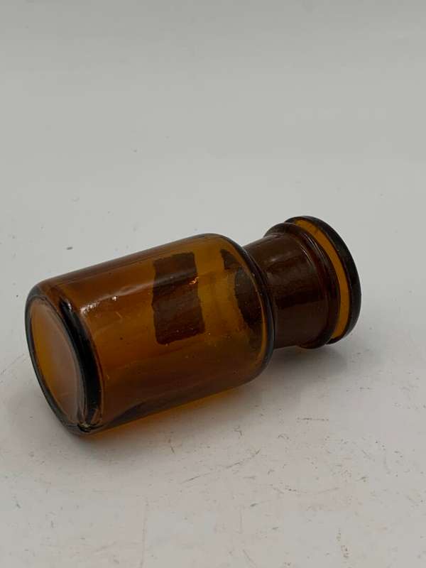 Antique Amber Glass Medical Bottle - Small