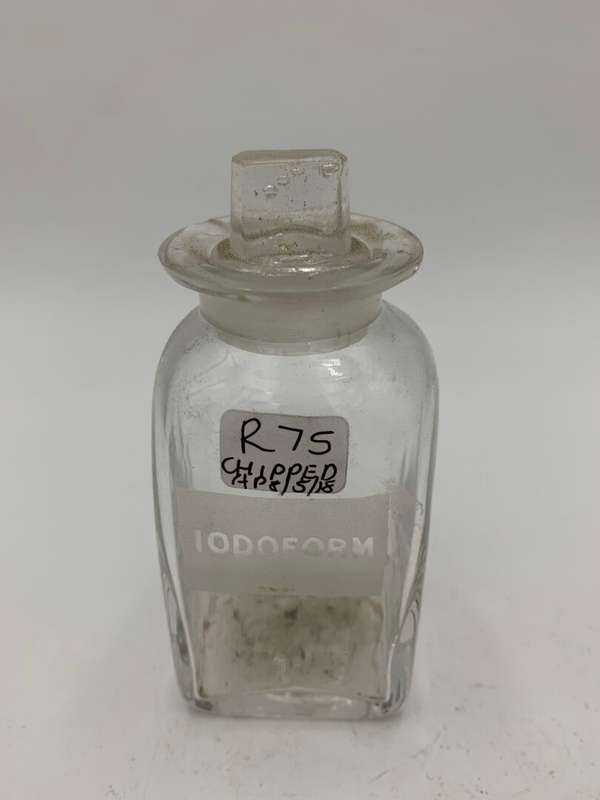 Vintage Pre 1900s Iodoform Label Glass Bottle with Stopper