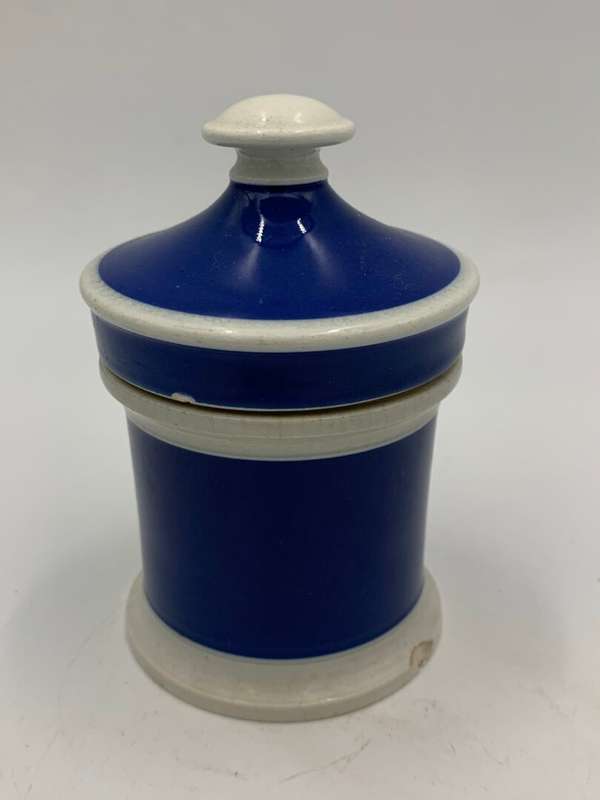 Antique 19th Century Blue Apothecary Chemist Jar with Lid