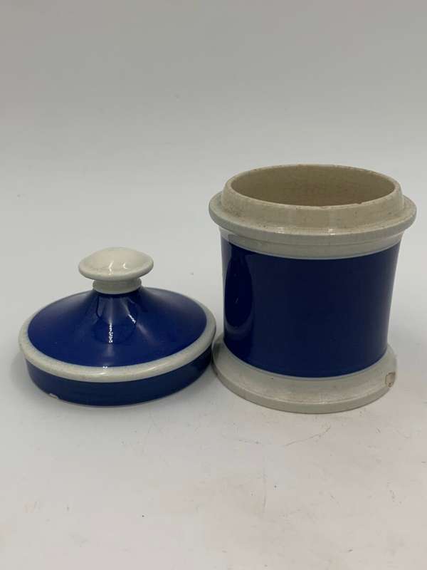 Antique 19th Century Blue Apothecary Chemist Jar with Lid