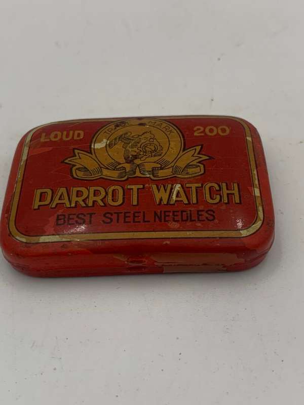 Antique Collectable Record Needles in Tin - Parrot Watch