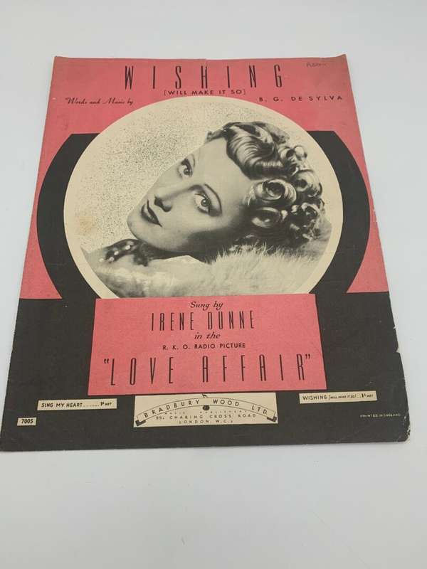 Vintage Collecable Music Sheets - Origonal - Wishing by Irene Dunne