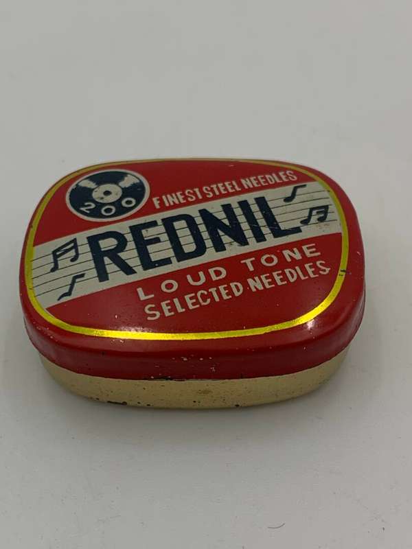 Antique Collectable Record Needle Tin - Rednil