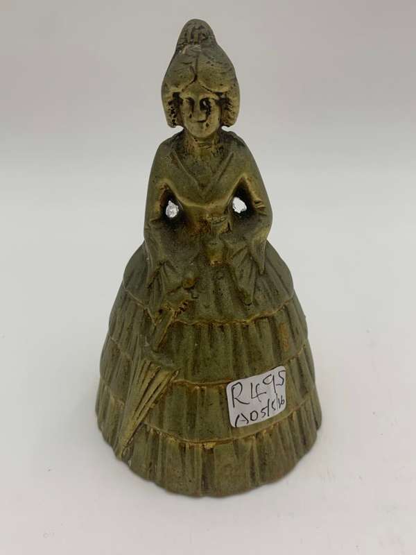 Antique Brass Table Bell Victorian Figurine - Complete