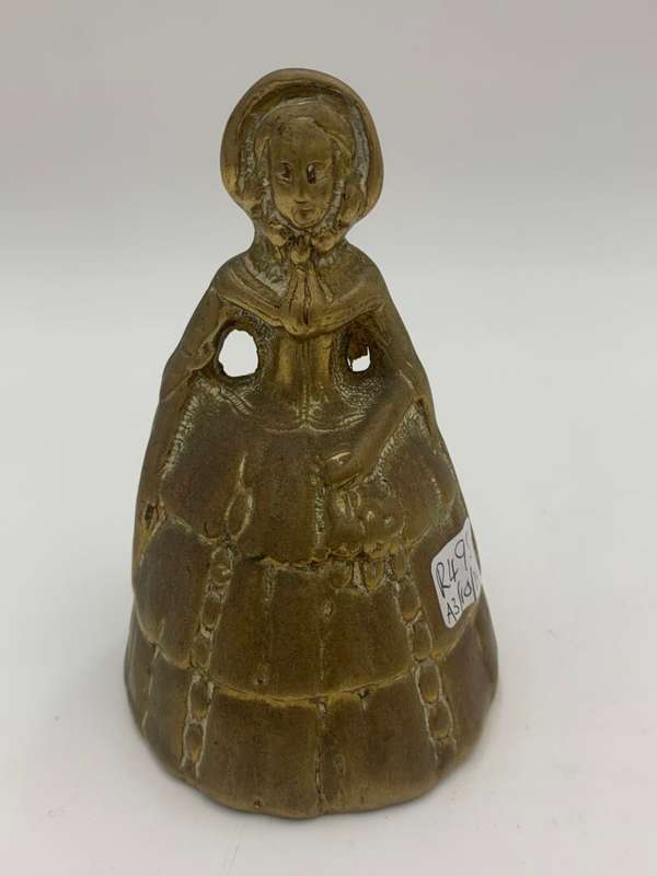 Antique Brass Table Bell Victorian Figurine - Complete