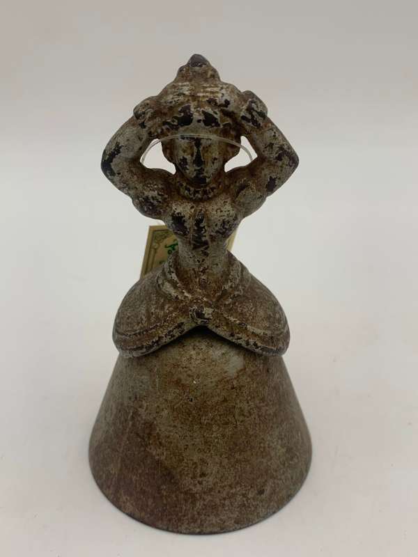 Antique Cast Iron Table Bell Victorian Figurine - Complete