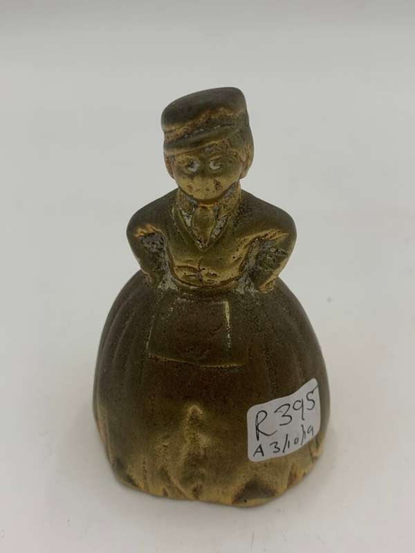 Antique Brass Table Bell Victorian Figurine - Complete