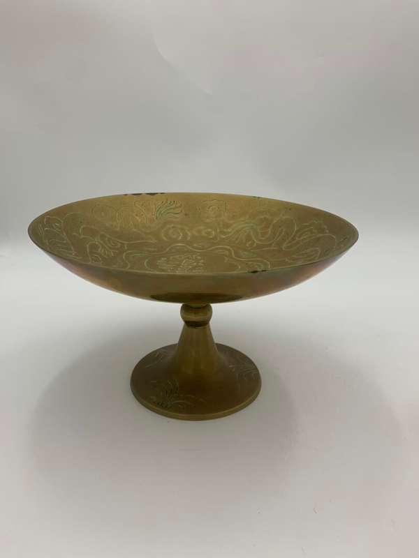 Antique Copper Hand Carved Dish