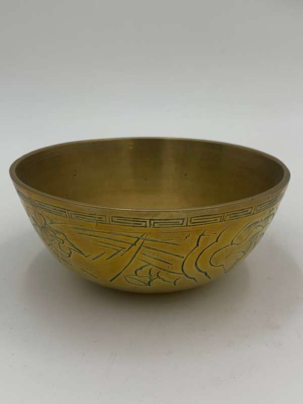 Antique Copper Hand Carved Bowl