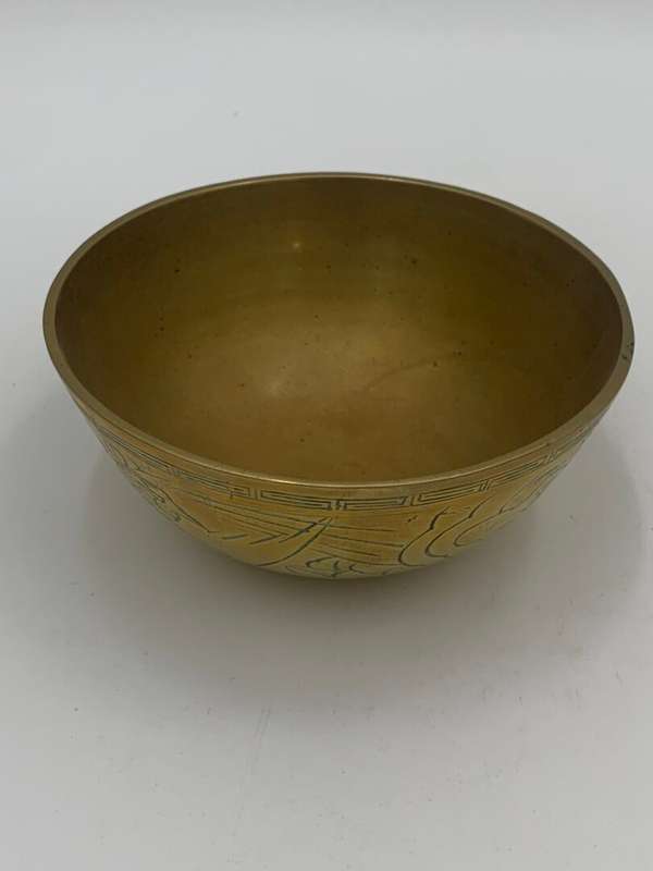 Antique Copper Hand Carved Bowl