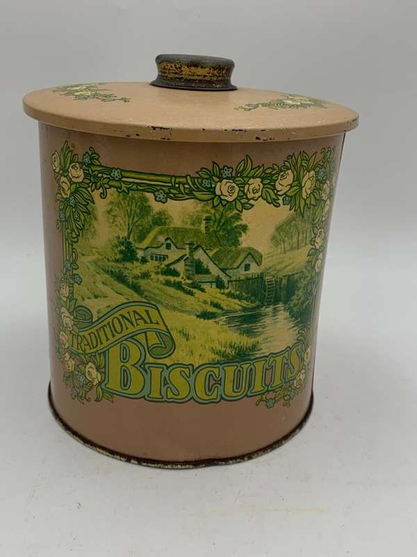 Vintage Tin - Pink and Green Collectable